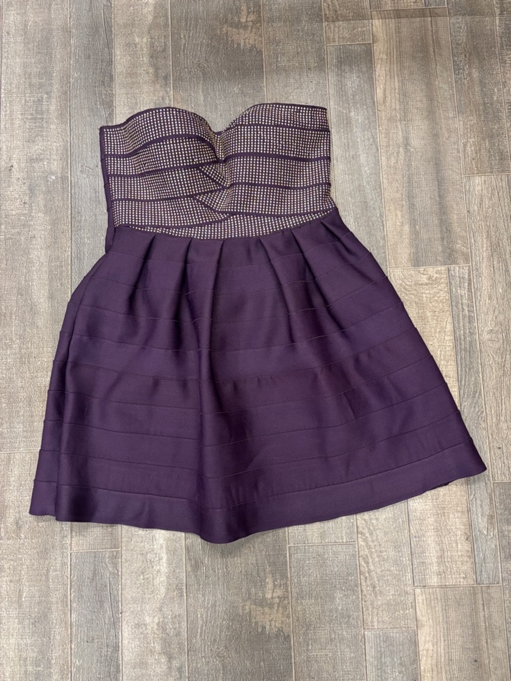 Bebe‎ Studded Strapless Purple Bandage Fit & Flare Dress Size Medium Y2K